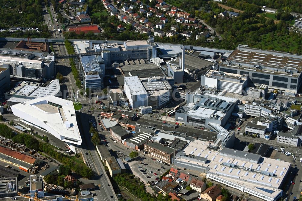 Aerial image Stuttgart - Extension - new building - construction site on the factory premises of Porsche Niederlassung Stuttgart GmbH on Porschestrasse in the district Zuffenhausen-Schuetzenbuehl in Stuttgart in the state Baden-Wuerttemberg, Germany