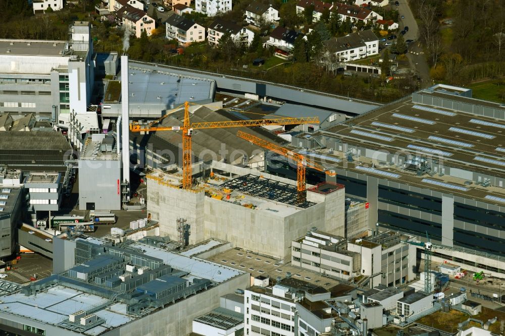 Aerial image Stuttgart - Extension - new building - construction site on the factory premises of Porschewerkes in the district Zuffenhausen-Schuetzenbuehl in Stuttgart in the state Baden-Wurttemberg, Germany