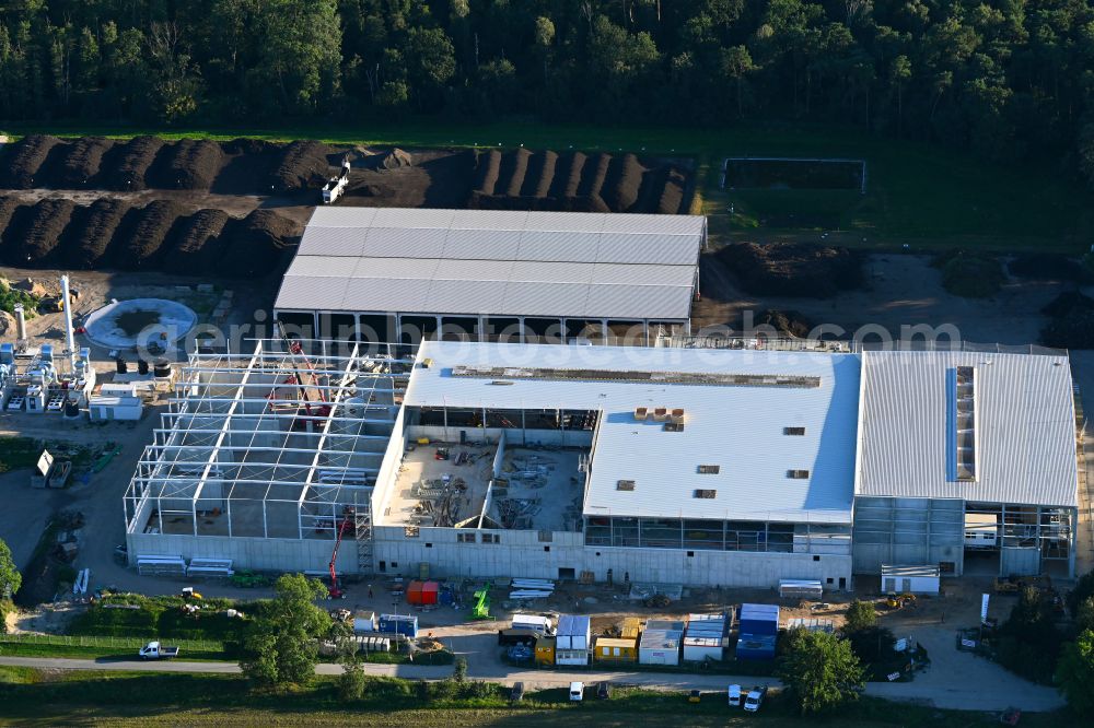 Aerial photograph Mehrow - Extension - new building - construction site on the factory premises of RETERRA Service GmbH Kompostwerk Trappenfelde on street Am Walde in Mehrow in the state Brandenburg, Germany