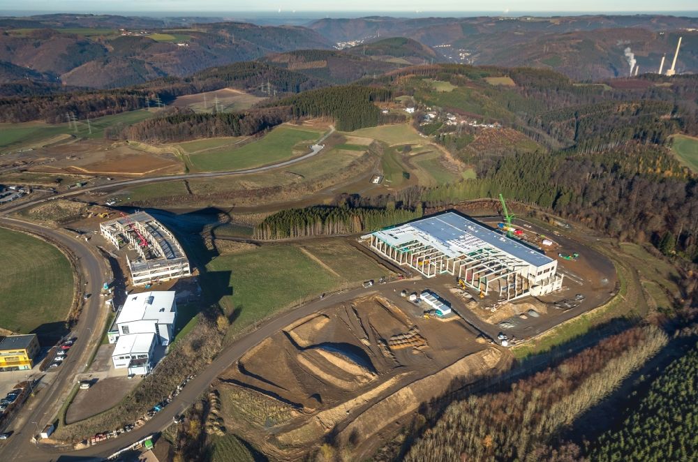 Rosmart from above - Extension - new building - construction site on the factory premises on Rosmarter Allee in Rosmart in the state North Rhine-Westphalia, Germany