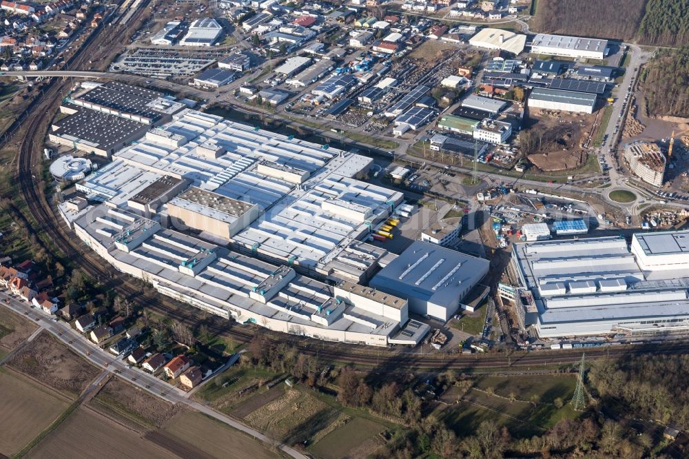 Aerial photograph Graben-Neudorf - Extension - new building - construction site on the factory premises of SEW-EURODRIVE GmbH & Co KG in Graben-Neudorf in the state Baden-Wurttemberg, Germany
