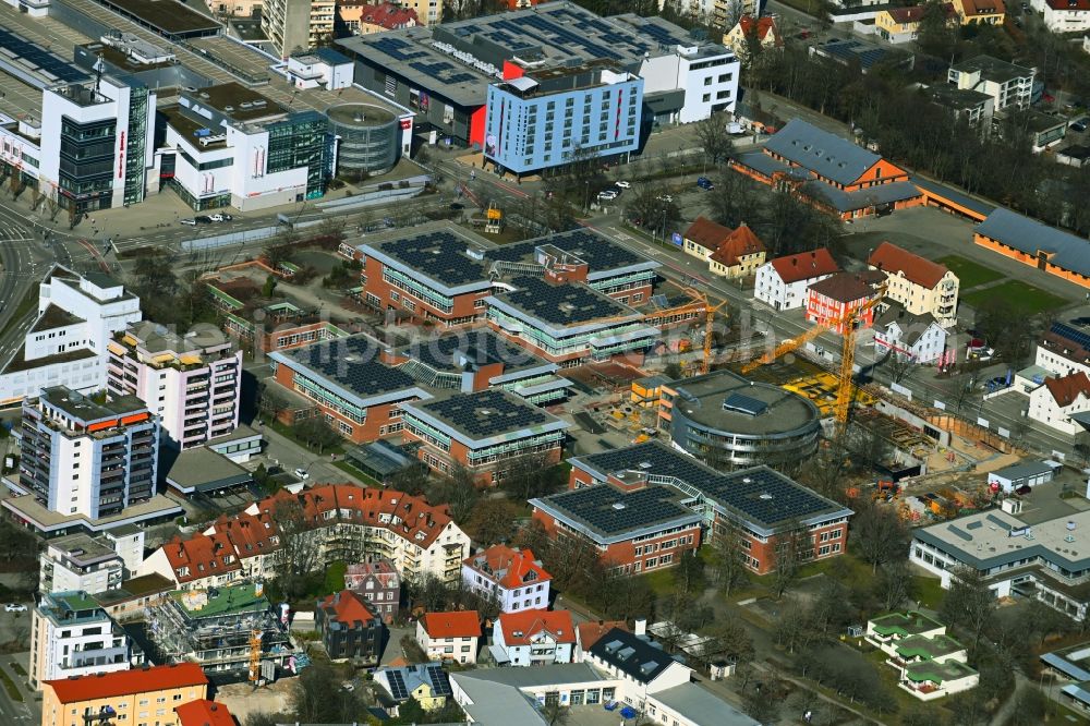 Kempten (Allgäu) from above - Construction site for the expansion of the building complex of the vocational school Vocational and Technical College Kempten on Kottener Strasse in Kempten (Allgaeu) in the state Bavaria, Germany