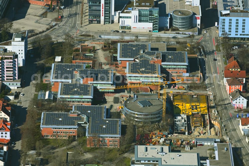 Aerial image Kempten (Allgäu) - Construction site for the expansion of the building complex of the vocational school Vocational and Technical College Kempten on Kottener Strasse in Kempten (Allgaeu) in the state Bavaria, Germany