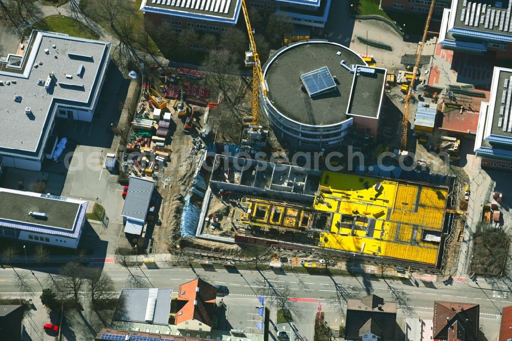 Aerial image Kempten (Allgäu) - Construction site for the expansion of the building complex of the vocational school Vocational and Technical College Kempten on Kottener Strasse in Kempten (Allgaeu) in the state Bavaria, Germany