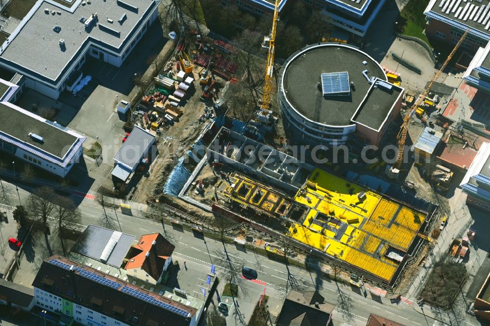 Aerial photograph Kempten (Allgäu) - Construction site for the expansion of the building complex of the vocational school Vocational and Technical College Kempten on Kottener Strasse in Kempten (Allgaeu) in the state Bavaria, Germany