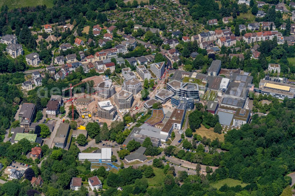Aerial photograph Baden-Baden - Expansion site on the building complex of the transmitter SWR - Suedwestrundfunk in Baden-Baden in the state Baden-Wuerttemberg, Germany
