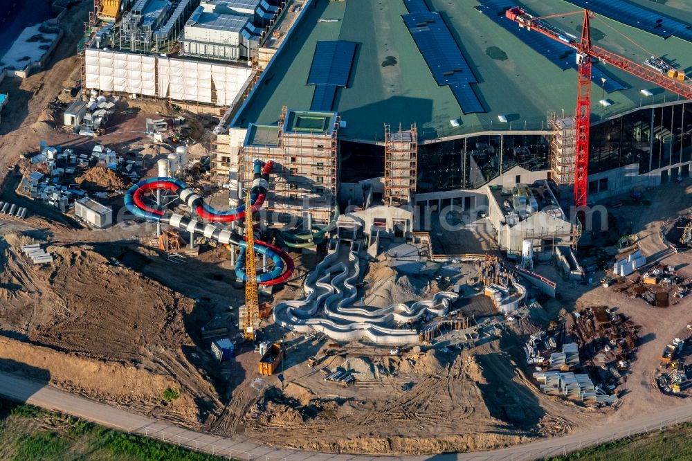 Aerial photograph Rust - Extension construction site at the factory premises on the grounds of the amusement park Europapark in Rust in the state of Baden-Wuerttemberg, Germany