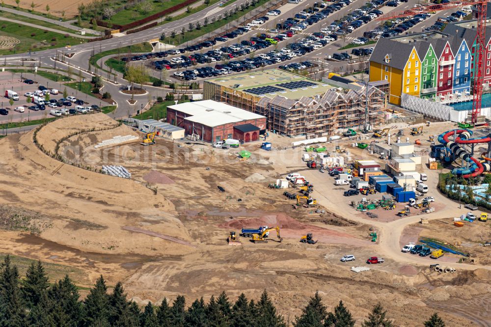 Aerial photograph Rust - Extension construction site at the factory premises on the grounds of the amusement park Europapark in Rust in the state of Baden-Wuerttemberg, Germany