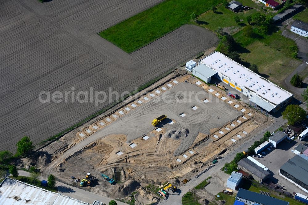 Aerial photograph Zehdenick - Construction site on building and production halls on the premises Diehl Advanced Mobility GmbH in Zehdenick in the state Brandenburg, Germany