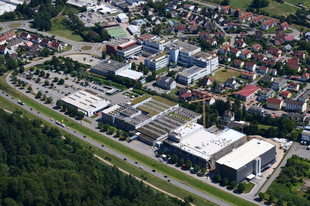 Aerial image Maulburg - Construction site on building and production halls on the premises of Endress+Hauser AG in Maulburg in the state Baden-Wurttemberg, Germany