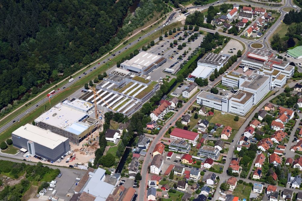 Maulburg from above - Construction site on building and production halls on the premises of Endress+Hauser AG in Maulburg in the state Baden-Wurttemberg, Germany