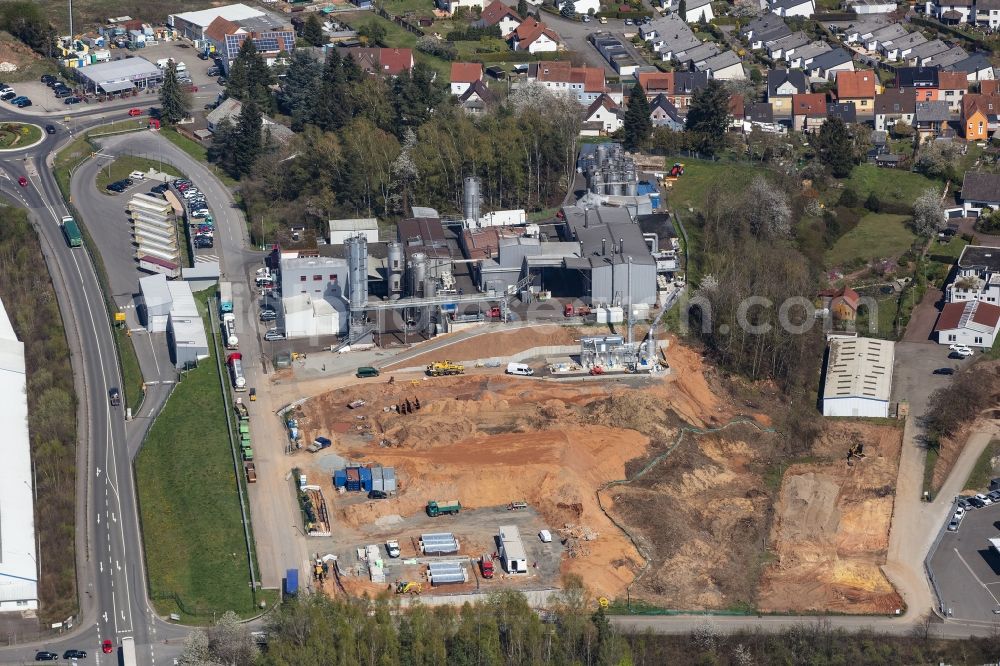 Aerial image Bexbach - Construction site on building and production halls on the premises Fuchs & Hoffmann in the district Frankenholz in Bexbach in the state Saarland, Germany