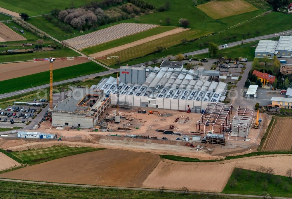 Aerial photograph Ortenberg - Construction site on building and production halls on the premises of WTO GmbH in Ohlsbach in the state Baden-Wuerttemberg, Germany