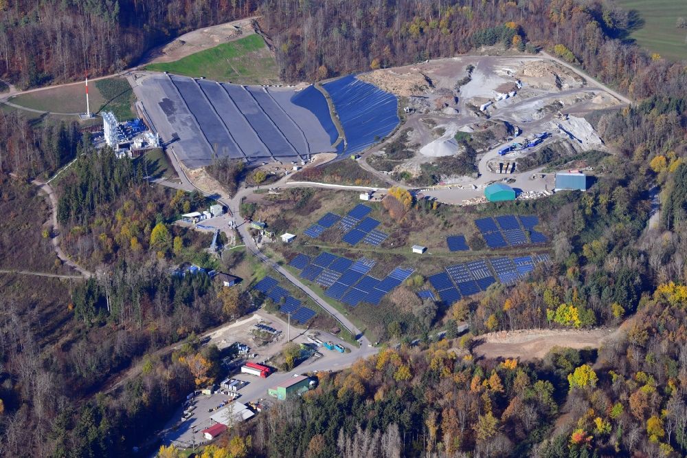 Aerial image Wehr - Site of heaped landfill Lachengraben with construction works and cleared area to expand the storage site in Wehr in the state Baden-Wurttemberg