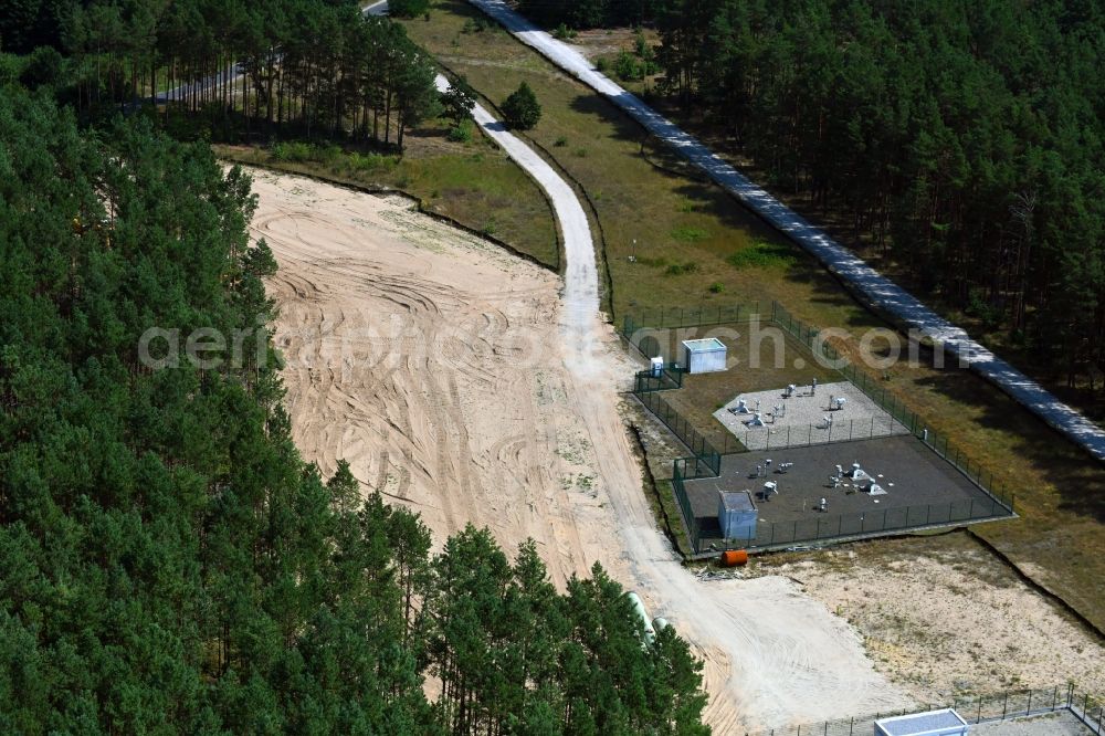 Aerial image Spreenhagen - Compressor Stadium and pumping station for natural gas of the new European gas pipeline (Eugal) in Spreenhagen in the state Brandenburg, Germany