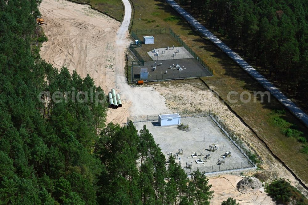 Aerial photograph Spreenhagen - Compressor Stadium and pumping station for natural gas of the new European gas pipeline (Eugal) in Spreenhagen in the state Brandenburg, Germany