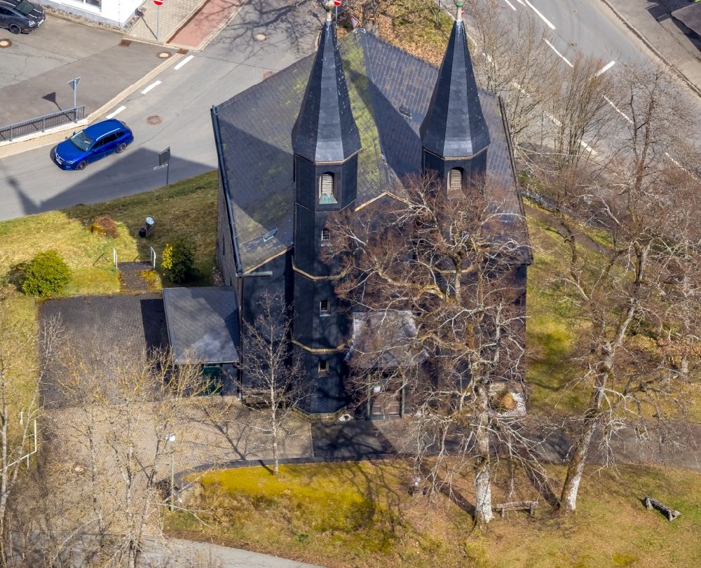 Banfe from the bird's eye view: Church building in Banfe on Siegerland in the state North Rhine-Westphalia, Germany