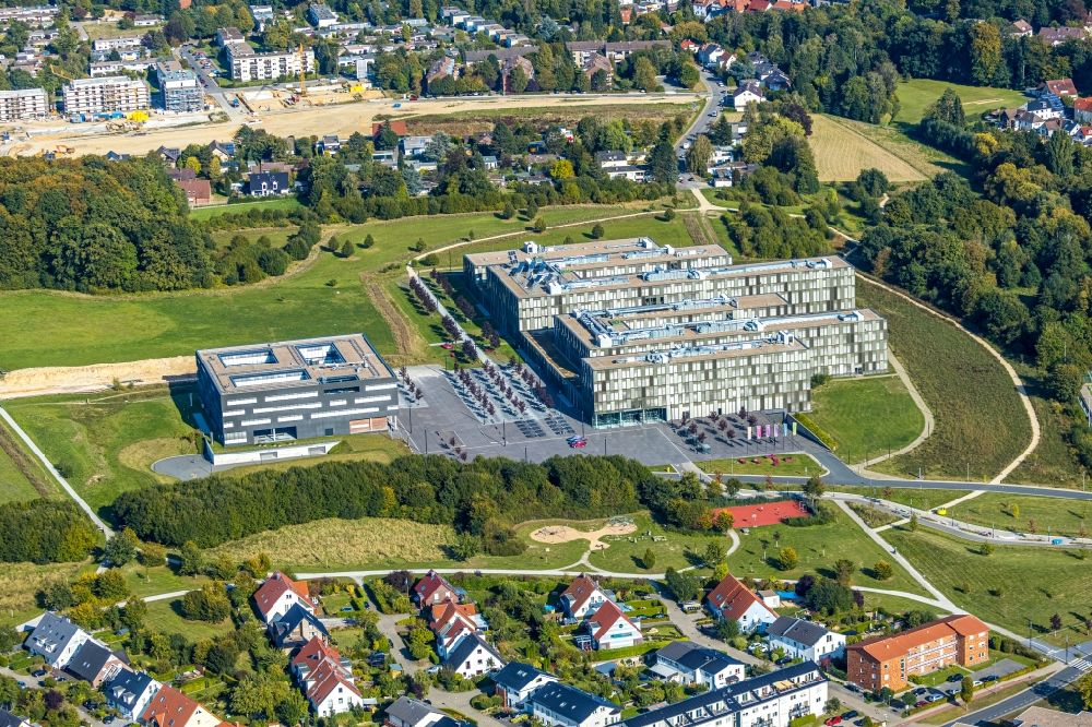 Bielefeld from the bird's eye view: Building of the college and the research institute Cluster of Excellence Cognitive Interaction Technology with the CITEC building in Bielefeld in the federal state North Rhine-Westphalia