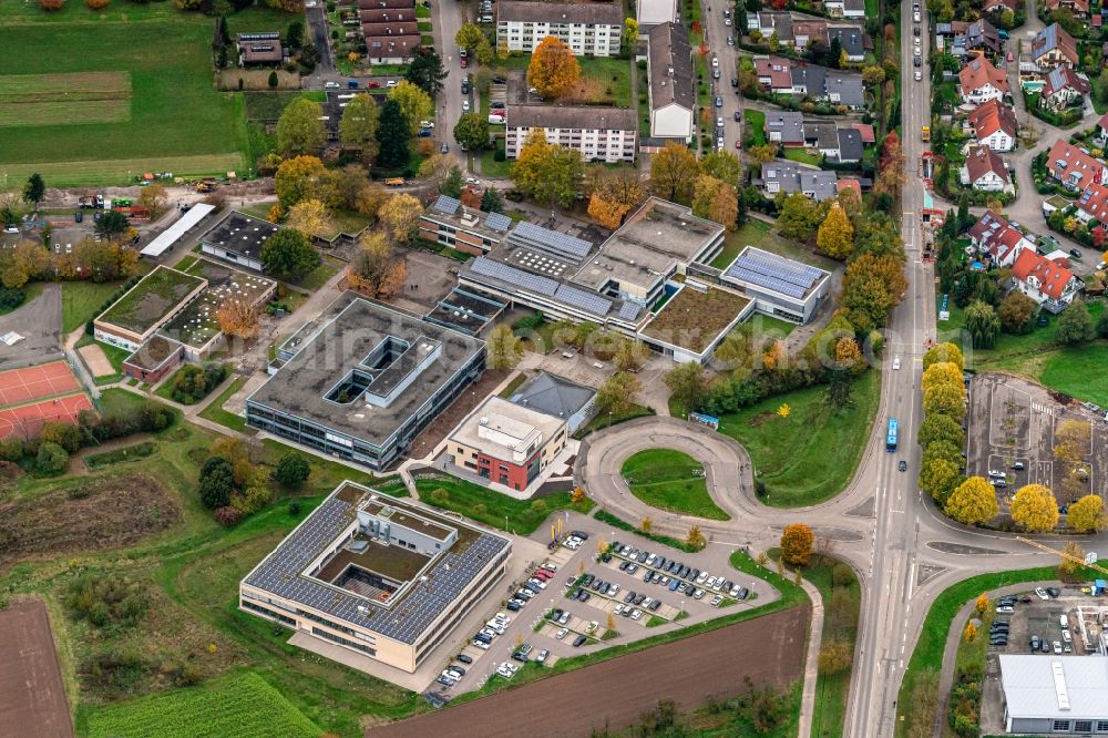 Aerial image Gengenbach - Campus building of the University of Applied Sciences Hochschule Offenburg Bildungscampus on street Brueckenhaeuserstrasse in Gengenbach in the state Baden-Wuerttemberg, Germany