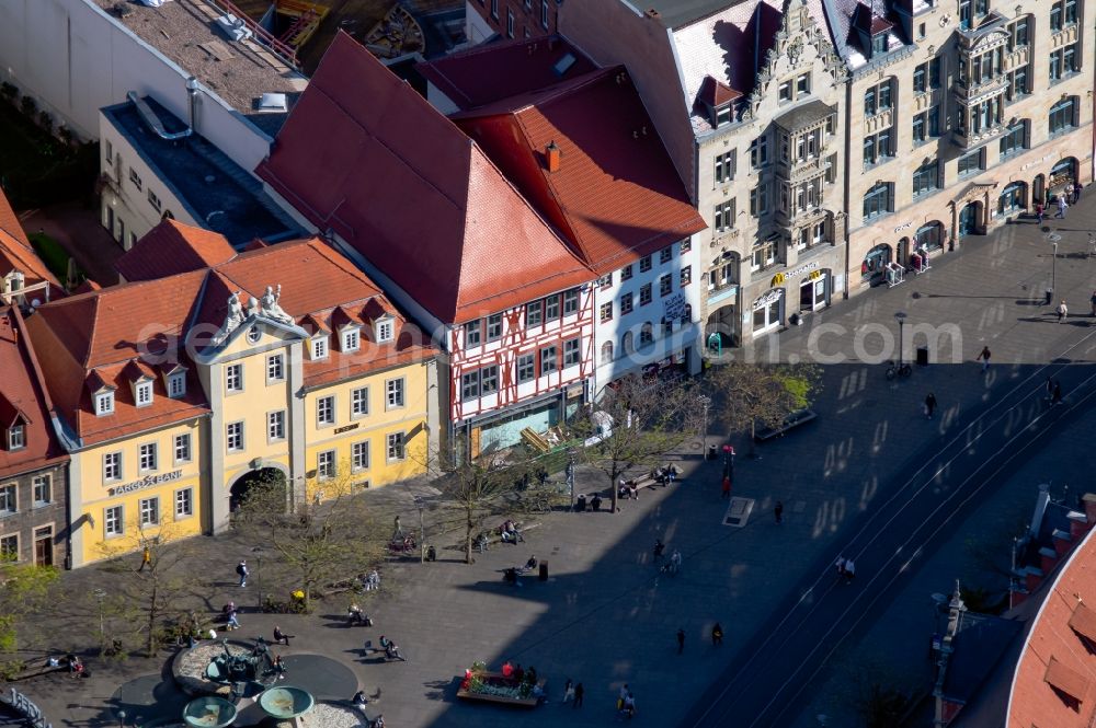 Erfurt from the bird's eye view: Half-timbered house and multi-family house- residential area in the old town area and inner city center on Anger in the district Altstadt in Erfurt in the state Thuringia, Germany