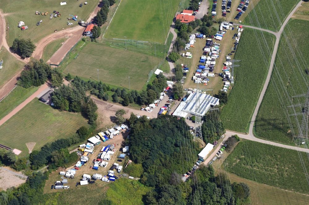 Aerial photograph Albbruck - Paddock of the race event and international autocross race in the sandpit in the district Schachen in Albbruck in the state Baden-Wurttemberg, Germany