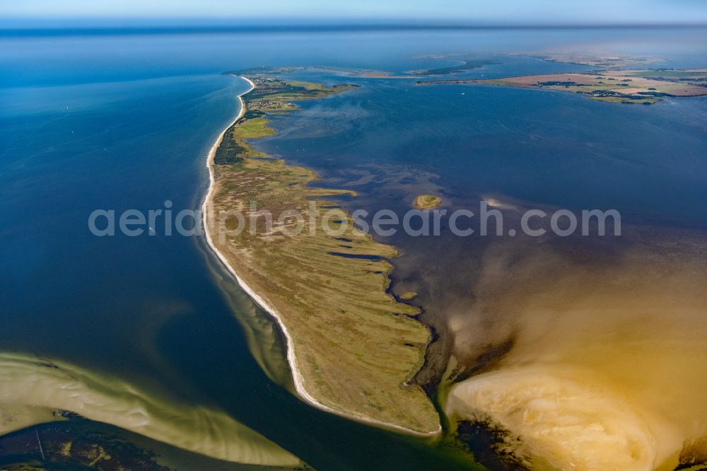 Insel Hiddensee from above - Fairway between the island of Hiddensee and the Bock peninsula on the Baltic Sea coast in the state of Mecklenburg-West Pomerania, Germany