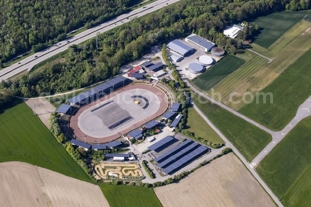Aerial image Landshut - Driving Safety Training to improve road safety in motor vehicles ADAC Fahrsicherheitsplatz Landshut/Ellermuehle in Landshut in the state Bavaria, Germany