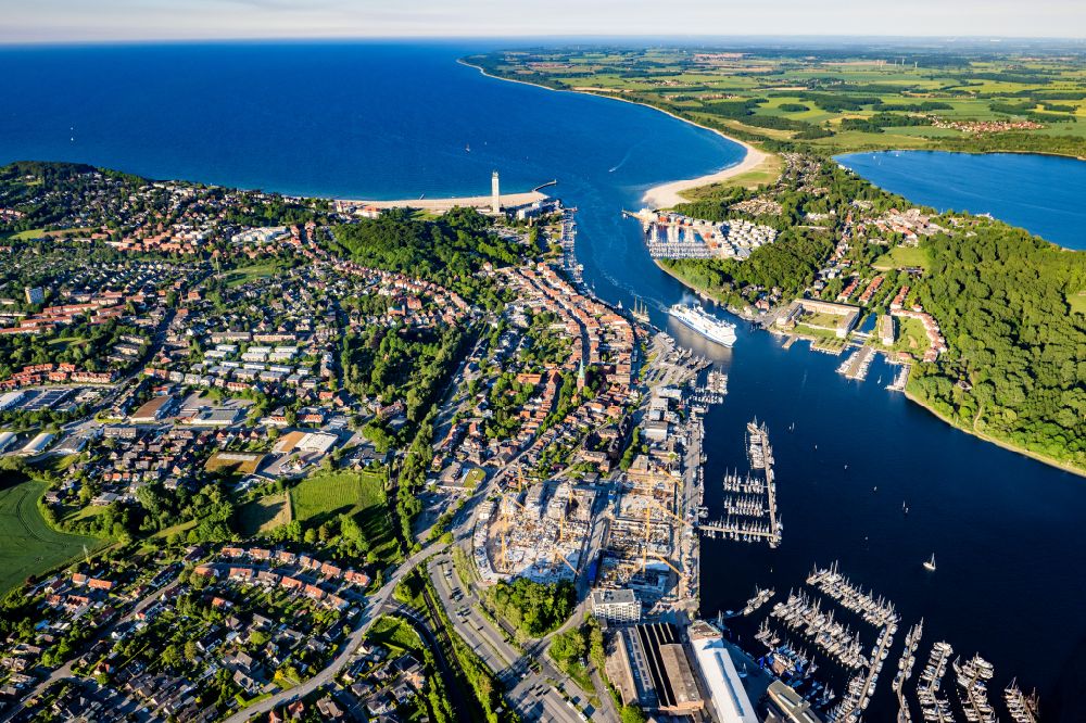 Aerial photograph Lübeck - Ride a ferry ship of TT-Line in Travemuende in Luebeck in the state Schleswig-Holstein, Germany