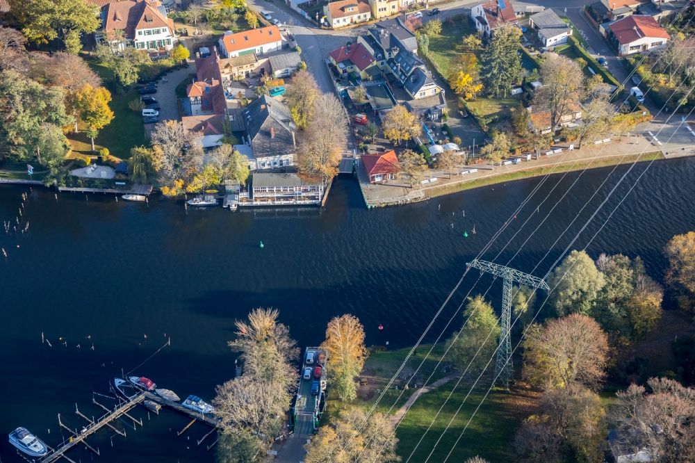 Aerial photograph Schwielowsee - Ride a ferry ship in Caputh in Schwielowsee in the state Brandenburg, Germany