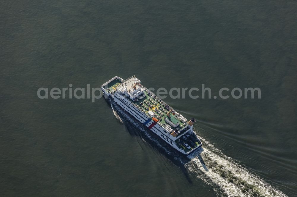 Aerial image Dagebüll - Ride a ferry ship von Dagebuell to the Insel Foehr in Dagebuell in the state Schleswig-Holstein, Germany