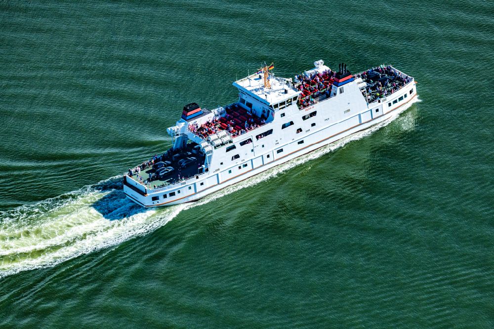 Aerial image Norderney - Trip of a ferry ship of the AG Reederei Norden-Frisia ship Frisia 4 in the district of Norddeich in Norden in the state Lower Saxony, Germany