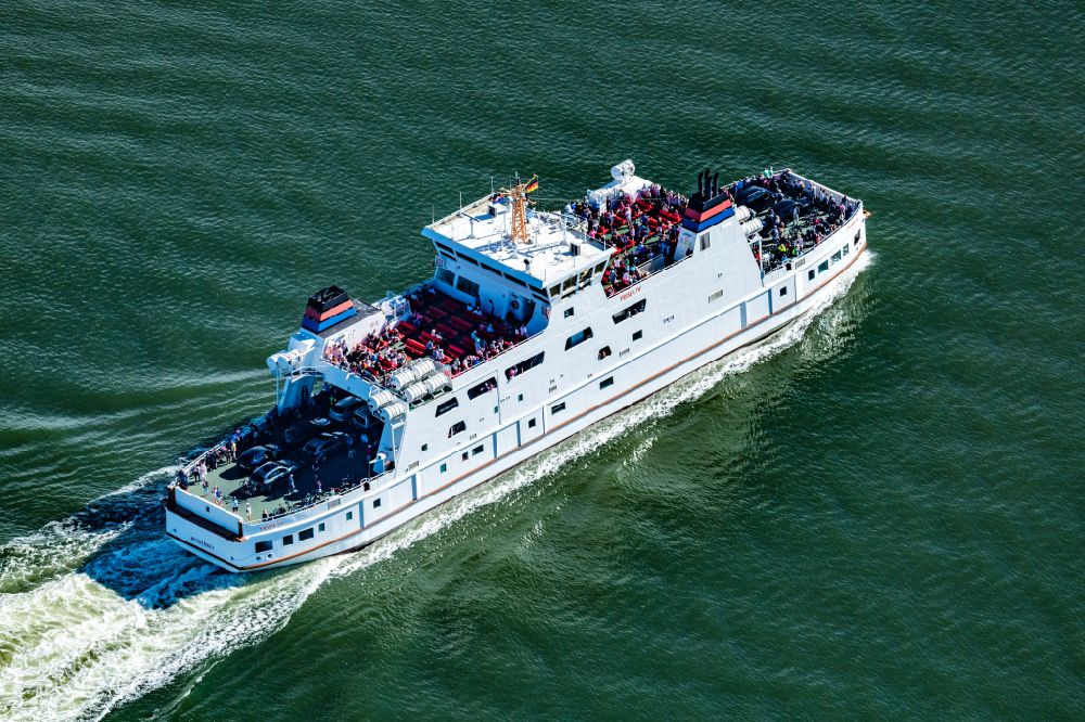 Aerial photograph Norderney - Trip of a ferry ship of the AG Reederei Norden-Frisia ship Frisia 4 in the district of Norddeich in Norden in the state Lower Saxony, Germany