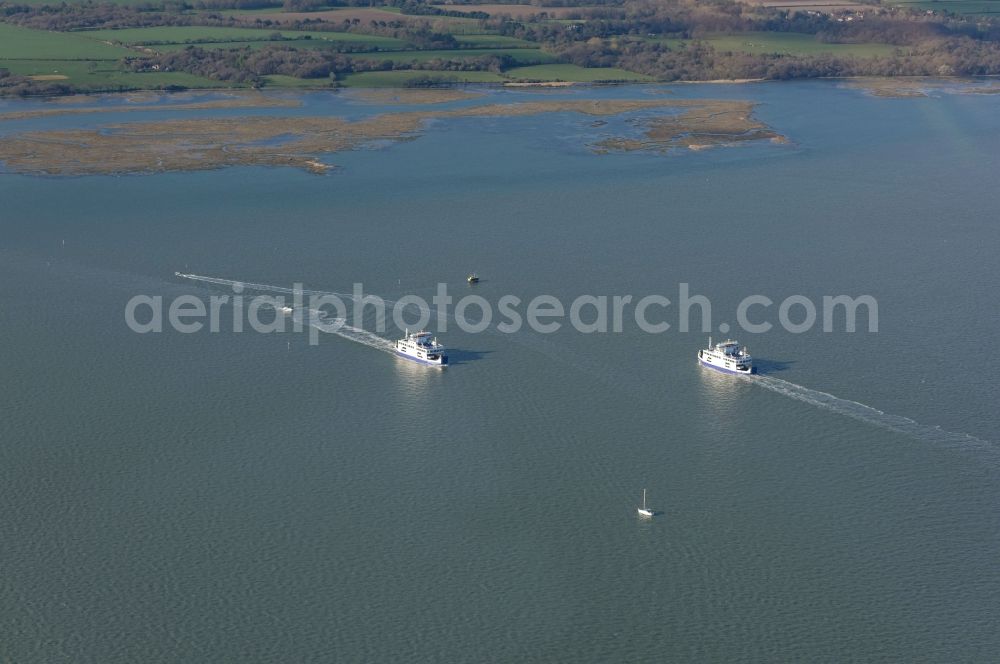Aerial image Lymington - Ride a ferry ship Wight Sky of WIGHTLINK Lymington Ferry in England, United Kingdom