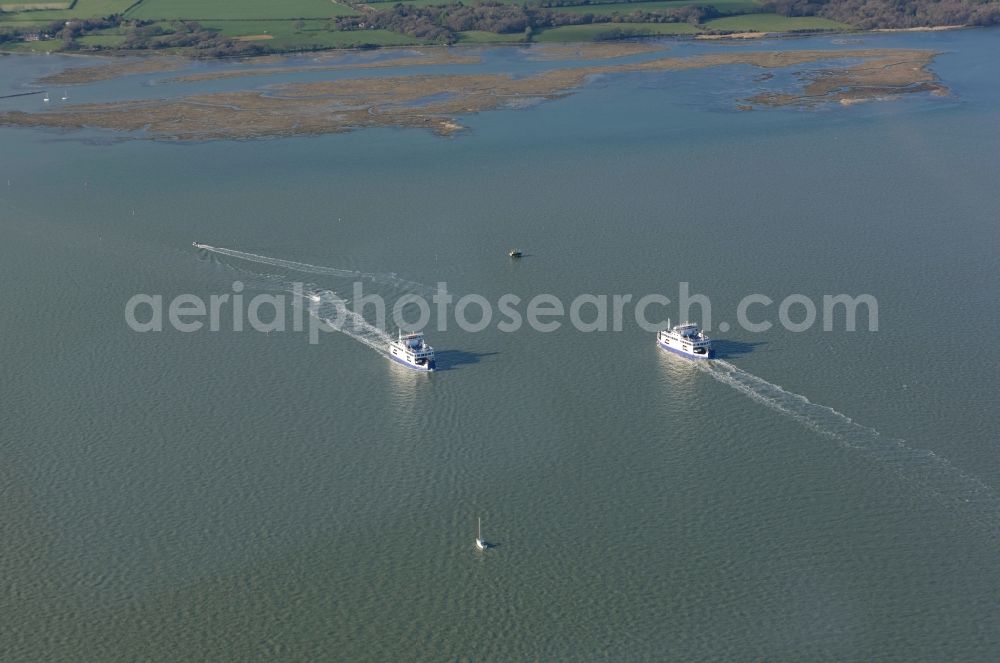 Aerial photograph Lymington - Ride a ferry ship Wight Sky of WIGHTLINK Lymington Ferry in England, United Kingdom