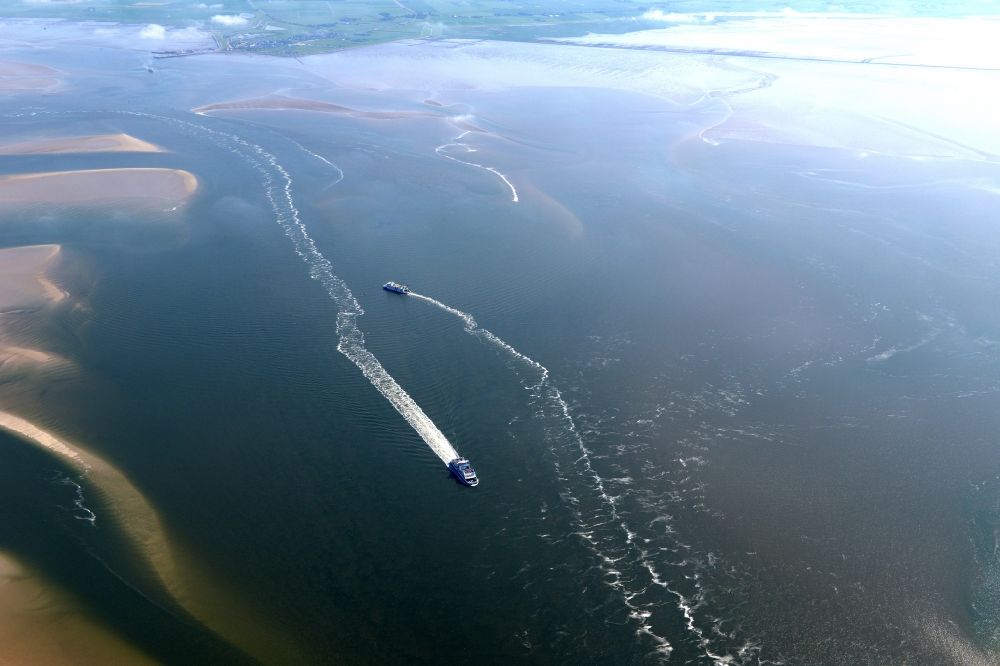 Aerial photograph Wyk auf Föhr - Ride a ferry ship in Wyk auf Foehr in the state Schleswig-Holstein