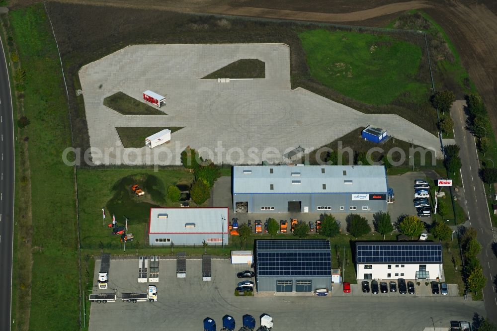 Aerial image Ebendorf - Buildings and production halls on the vehicle construction site of Auto Maerz Fahrzeugtechnik u. Anlagen GmbH on street Curt-Schroeter-Strasse in Ebendorf in the state Saxony-Anhalt, Germany