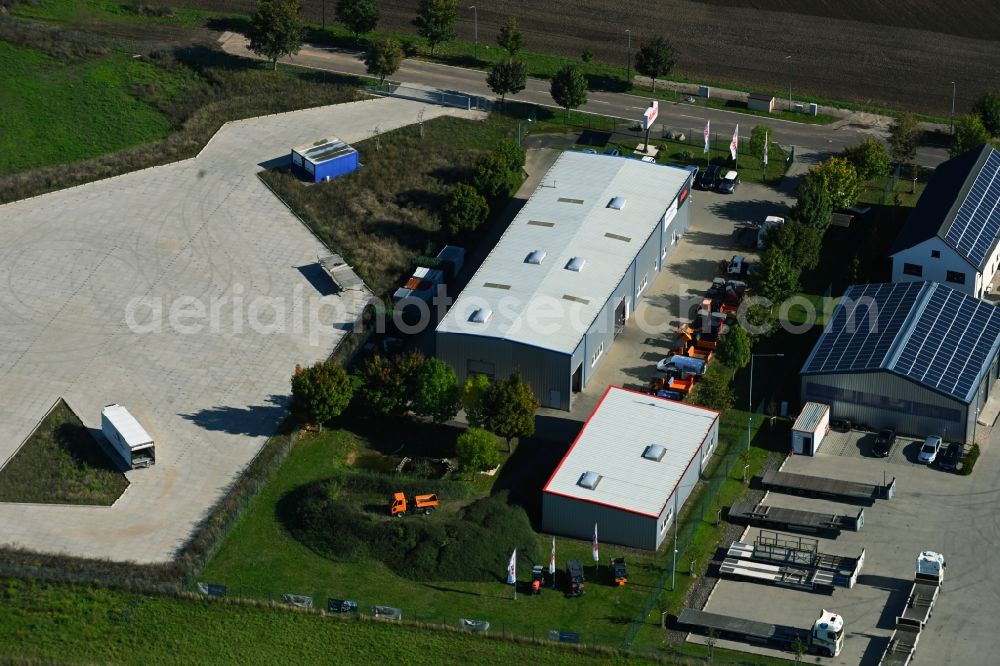 Aerial photograph Ebendorf - Buildings and production halls on the vehicle construction site of Auto Maerz Fahrzeugtechnik u. Anlagen GmbH on street Curt-Schroeter-Strasse in Ebendorf in the state Saxony-Anhalt, Germany