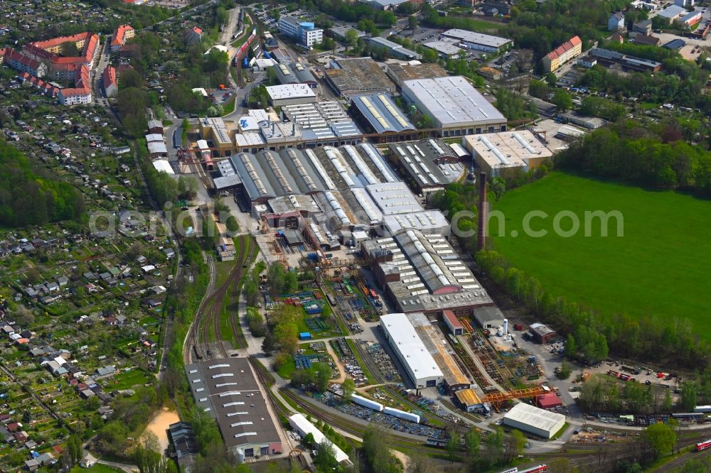 Aerial image Görlitz - Buildings and production halls on the train vehicle construction site Bombardier Transportation GmbH in Goerlitz in the state Saxony, Germany