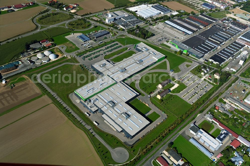 Aerial image Lauingen - Buildings and production halls on the vehicle construction site of Deutz Fahr Land in Lauingen in the state Bavaria, Germany