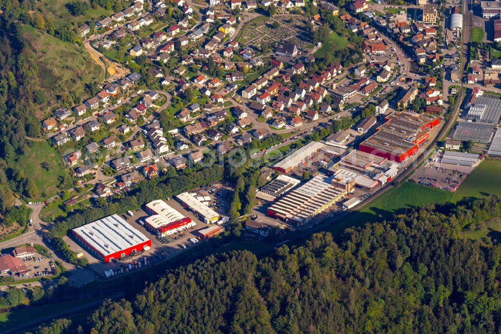 Aerial image Oppenau - Buildings and production halls on the vehicle construction site of DOLL Fahrzeugbau GmbH in Oppenau in the state Baden-Wuerttemberg, Germany
