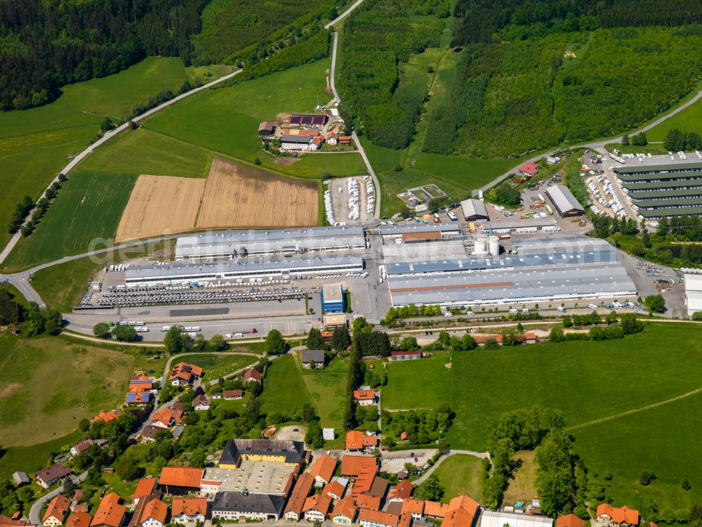 Jandelsbrunn from above - Buildings and production halls on the vehicle construction site of Firma Knaus Tabbert AG in Jandelsbrunn in the state Bavaria, Germany