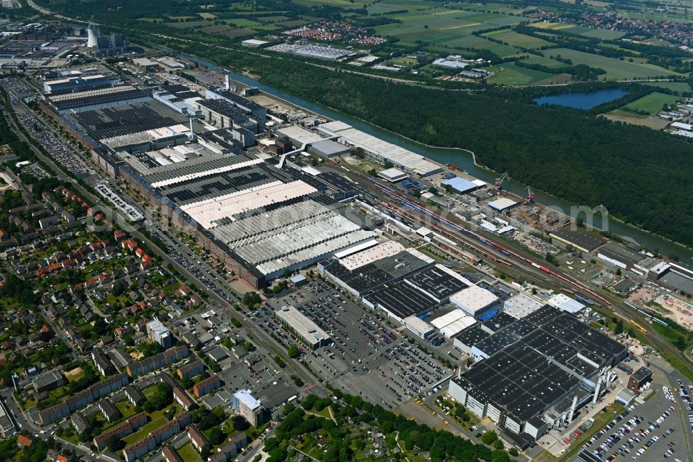 Hannover from above - Buildings and production halls on the vehicle construction site of Volkswagen AG in Hannover in the state Lower Saxony, Germany