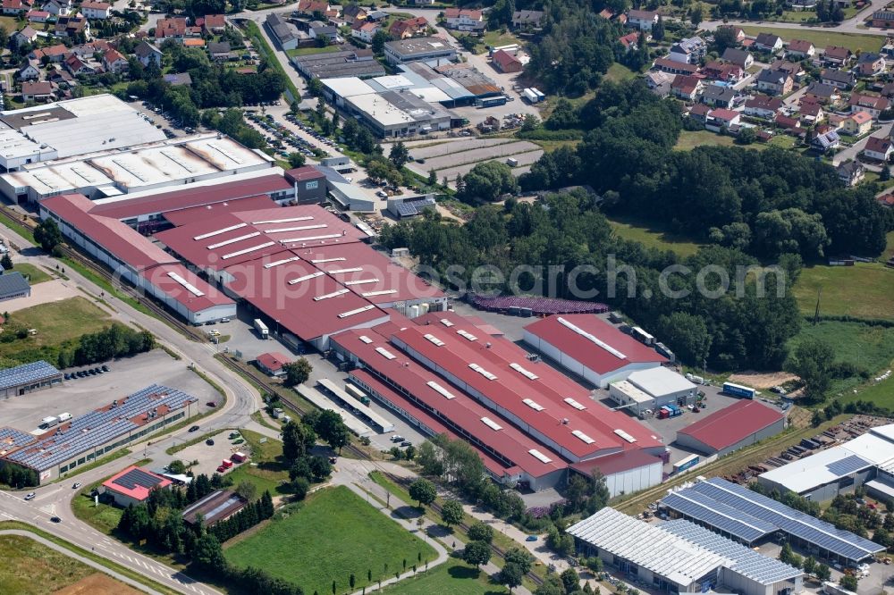 Grubmühl from above - Buildings and production halls on the vehicle construction site of ZMT Automotive GmbH & Co. KG in Grubmuehl in the state Bavaria, Germany