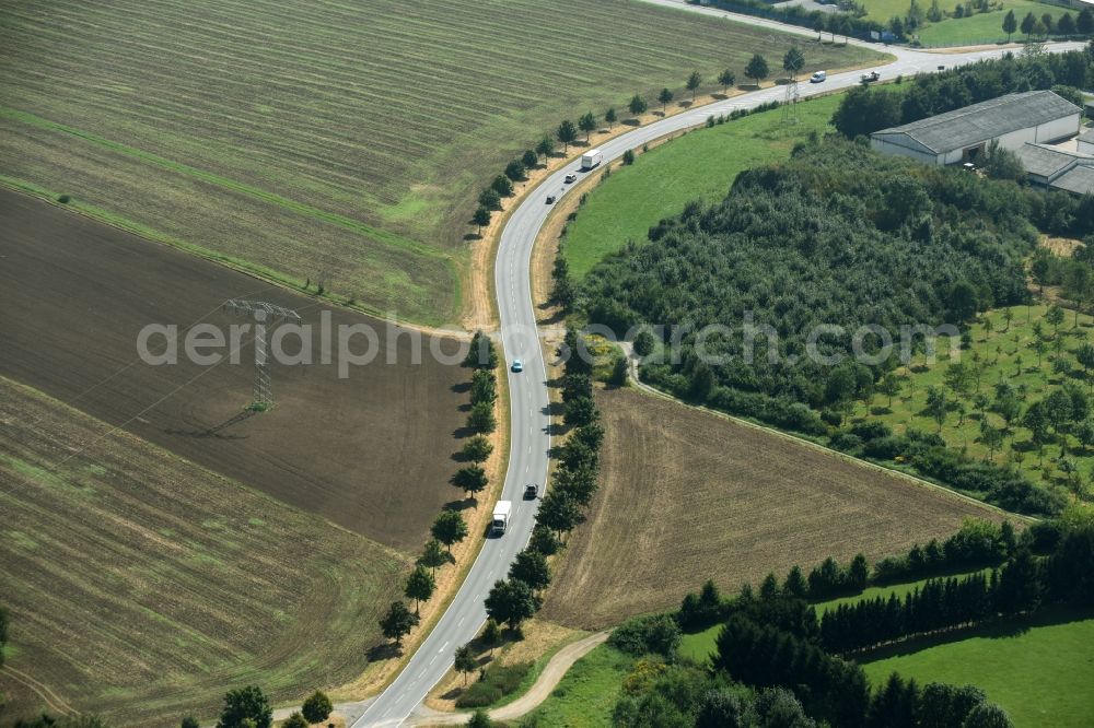 Aerial photograph Aue - Motor vehicles in traffic along the Chemnitzer street in Aue in the state Saxony
