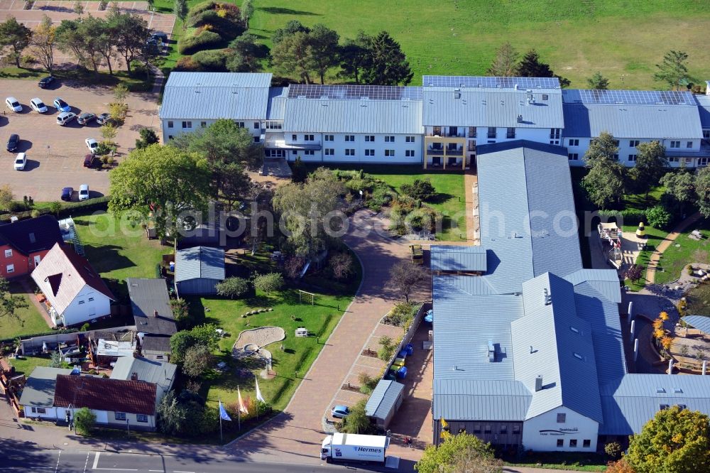 Aerial image Trassenheide - View of the family wellness hotel Seeklause in Trassenheide on Usedom in the state Mecklenburg-Vorpommern. The hotel offers in addition to numerous leisure activities such as Volleyball, bicycle hire and table tennis, wellness with saunas and massages