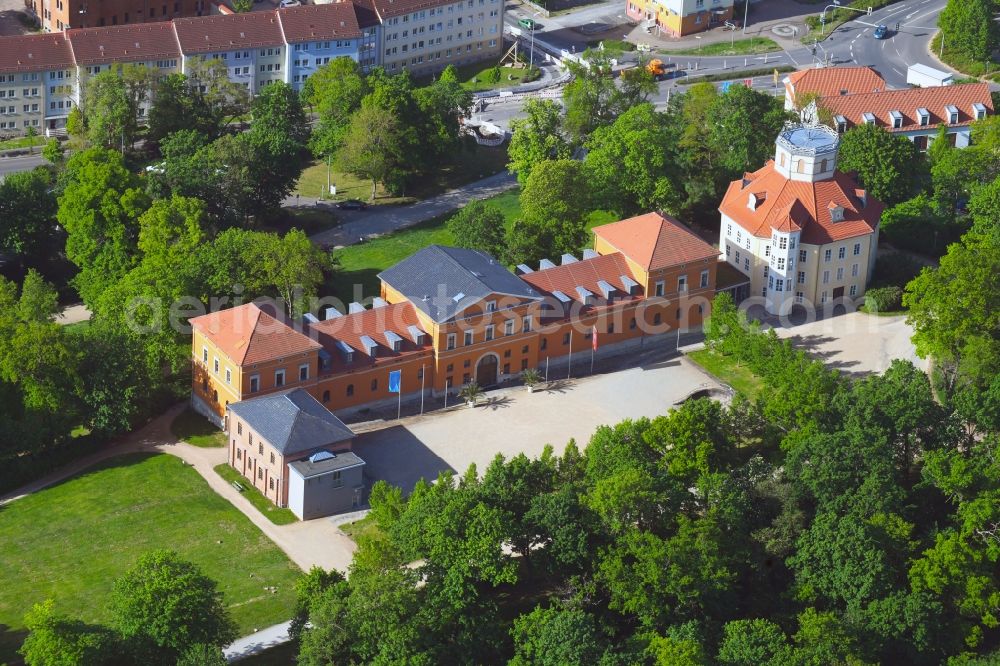 Aerial image Sondershausen - Facade of the monument Fuerstlicher Marstall and Achteckhaus in the district Bendeleben in Sondershausen in the state Thuringia, Germany