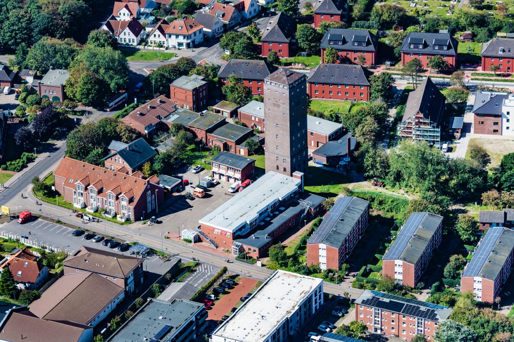 Norderney from the bird's eye view: Facade of the monument Wasserturm Norderney in Norderney in the state Lower Saxony, Germany
