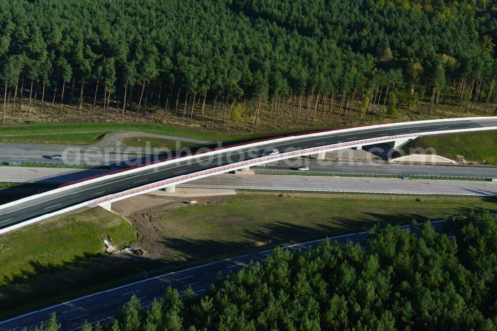 Groß Ziethen from the bird's eye view: Construction site of the junction Havelland at the motorway A10 and A24 in the state Brandenburg