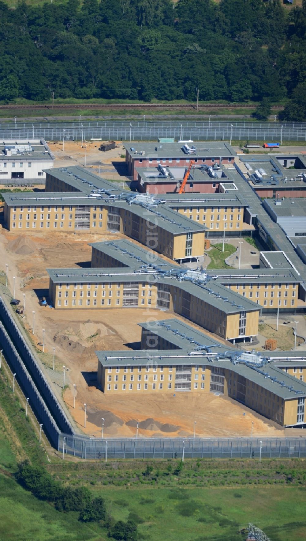 Großbeeren from above - Construction site of the new penal institution Heidering Grossbeeren