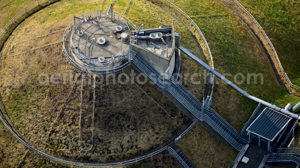 Bonn from above - Sewage treatment plant digestion towers in Bonn in the state North Rhine-Westphalia, Germany